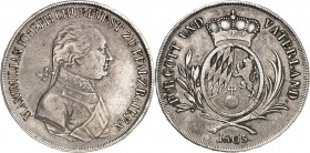 Bayern. 
Maximilian IV. Joseph 1799-1806(-1825). Konv.-Taler 1805. Brb. in Uniform n.r.&nbsp;/ Kurwappen im Kranz. AKS&nbsp; 9, Th.&nbsp; 38, Witt.&n...