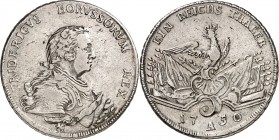 Brandenburg-Preussen. 
Friedrich II. der Grosse 1740-1786. Reichstaler 1750 A, Berlin. Geharn. Brb. mit Ordens- band u. Hermelinmantel n. r. / Gekr. ...