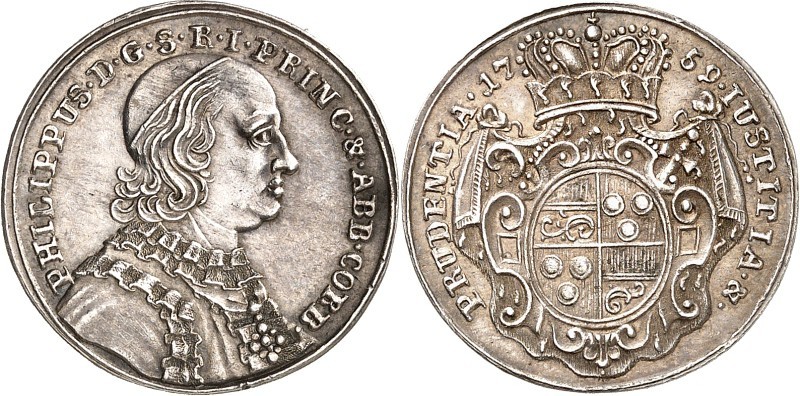 Corvey, Abtei. 
Philipp Spiegel zum Desenberg 1758-1776. Ag-Abschlag v. Dukat 1...