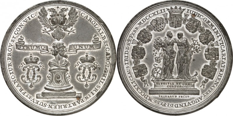 Pfalz-Kurlinie. 
Karl Philipp 1716-1742. Medaille 1742 (v.J. Thiebaud) a.d. von...