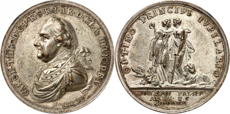 Pfalz-Kurlinie. 
Karl Theodor 1743-1799. Medaille 1792 (v. Boltschauser) auf da...