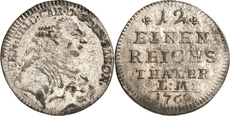 Sachsen-Hildburghausen. 
Ernst Friedrich III. Karl 1745-1780. 1/12 Reichstaler ...