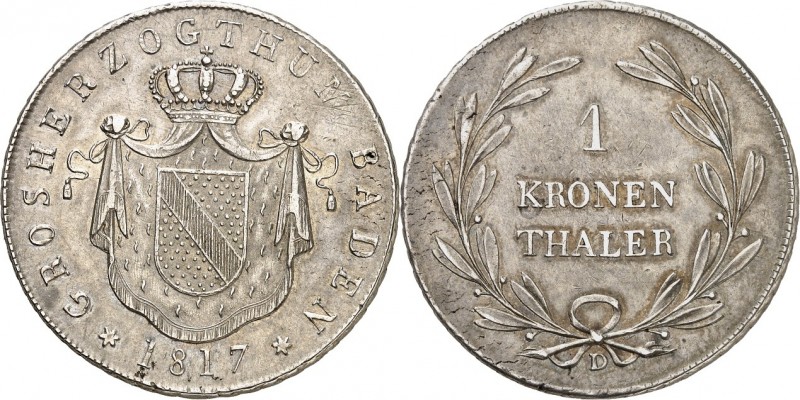 Baden. 
Carl Ludwig Friedrich 1811-1818. Kronentaler 1817. AKS&nbsp; 25, J.&nbs...