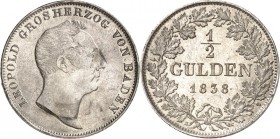 Baden. 
Leopold 1830-1852. 1/2 Gulden 1838. AKS&nbsp; 97, J.&nbsp; 55. . 


vz-