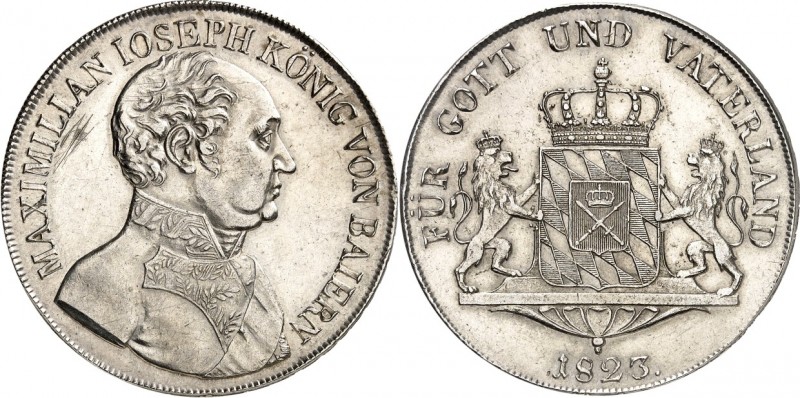 Bayern. 
Maximilian I. Joseph (1799-)1806-1825. Konv.-Taler 1823. AKS 49, J. 16...