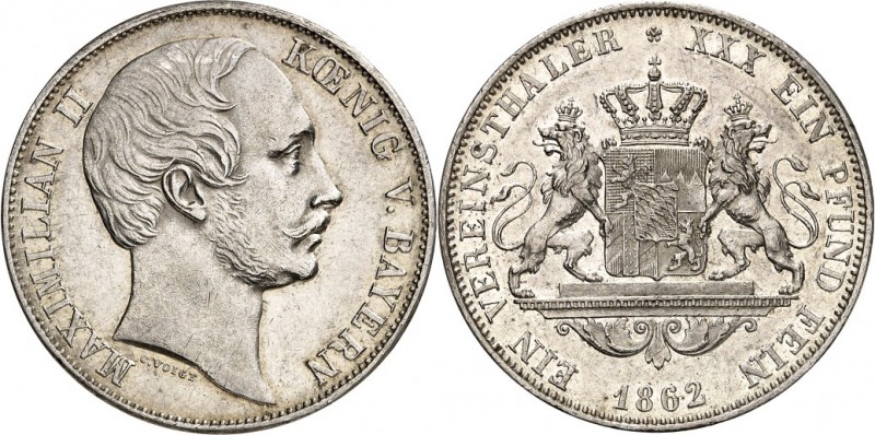 Bayern. 
Maximilian II. 1848-1864. Vereinstaler 1862. AKS 149, J. 94, Th. 98. ....