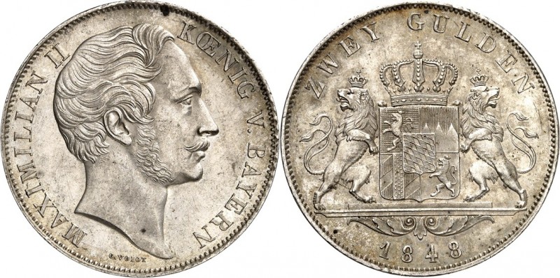Bayern. 
Maximilian II. 1848-1864. Doppelgulden 1848. AKS 150, J. 83, Th. 90. ....