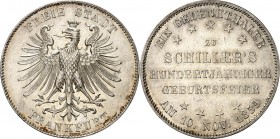 Frankfurt. 
Vereinstaler 1859 Schiller. AKS&nbsp; 43, J.&nbsp; 50, Th.&nbsp; 139. . 


vz-St