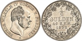 Hohenzollern unter Preussen. 
Friedrich Wilhelm IV. 1840-1861. 1/2 Gulden 1852 A. AKS&nbsp; 21, J.&nbsp; 22. . 


vz