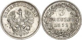 Hohenzollern unter Preussen. 
Friedrich Wilhelm IV. 1840-1861. 3 Kreuzer 1852&nbsp;A. AKS&nbsp; 23, J.&nbsp; 20. . 


vz-St