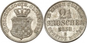 Oldenburg. 
Nicolaus Friedrich Peter 1853-1900. 2 1/2 Silbergroschen 1858. AKS&nbsp; 26, J.&nbsp; 54. . 


vz