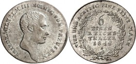 Preussen. 
Friedrich Wilhelm III. (1797-)1806-1840. 1/6&nbsp;Taler 1812&nbsp;A Berlin. AKS&nbsp; 24, J.&nbsp; 31. . 


ss/vz