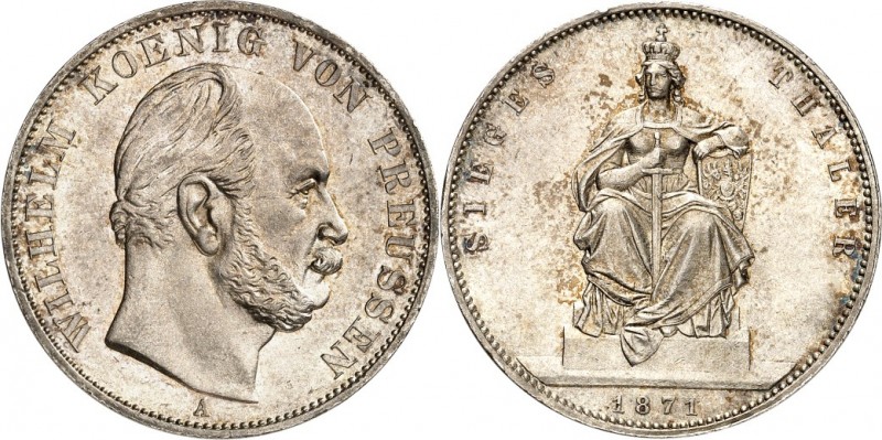 Preussen. 
Wilhelm I. 1861-1888. Vereinstaler 1871 Sieg über Frankreich. AKS&nb...