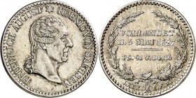 Sachsen, Königreich. 
Friedrich August I. (1763-)1806-1827. 1/6 Taler 1827 a.d.Tod. AKS&nbsp; 57, J.&nbsp; 43. . 


kl.Schrf.,vz