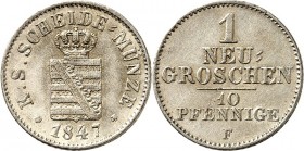 Sachsen, Königreich. 
Friedrich August II. 1836-1854. 1&nbsp;Neugroschen (10 Pfennige) 1847, 1850, 1853 F 83). AKS&nbsp; 107, J.&nbsp; 82. . 


vz...
