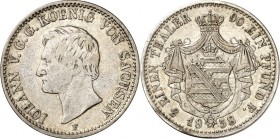 Sachsen, Königreich. 
Johann 1854-1873. 1/3 Taler 1858 F. AKS&nbsp; 139, J.&nbsp; 114. . 


ss