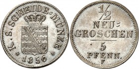 Sachsen, Königreich. 
Johann 1854-1873. 1/2&nbsp;Neugroschen-5&nbsp;Pfennige 1856 F. AKS&nbsp; 149, J.&nbsp; 81. . 


St-