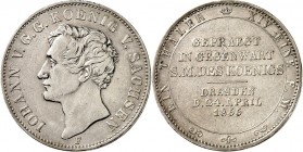Sachsen, Königreich. 
Johann 1854-1873. Taler 1855 Münzbesuch. AKS&nbsp; 156, J.&nbsp; 99, Th.&nbsp; 334. . 


kl. Kratzer,ss