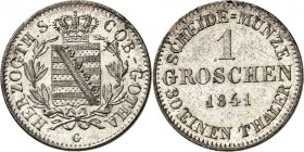 Sachsen-Coburg-Gotha. 
Ernst I. 1806-1844. 1 Groschen 1841. AKS&nbsp; 90, J.&nbsp; 269. . 


vz-St