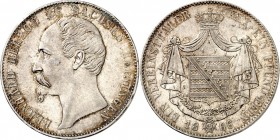 Sachsen-Meiningen. 
Bernhard Erich Freund, selbstständig 1822-1866. Vereinstaler 1866. AKS&nbsp; 184, J.&nbsp; 450, Th.&nbsp; 379. . 


vz-