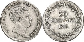 Württemberg. 
Wilhelm I. 1816-1864. 20&nbsp;Kreuzer 1818. AKS&nbsp; 88, J.&nbsp; 35, K.-R.54. . 


ss