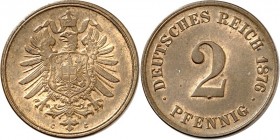 KAISERREICH-Kleinmünzen. 
2 Pfennig 1876C Cu. Alter Adler. J.&nbsp; 2. . 


vz