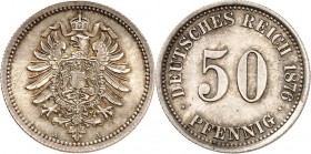 KAISERREICH-Kleinmünzen. 
50&nbsp;Pfennig 1876A Alter Adler. J.&nbsp; 7. . 


St