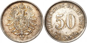 KAISERREICH-Kleinmünzen. 
50&nbsp;Pfennig 1877 J Alter Adler. J.&nbsp; 7. . 


vz