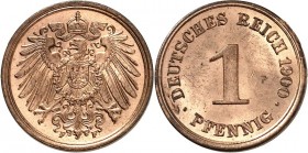 KAISERREICH-Kleinmünzen. 
1&nbsp;Pfennig 1900 F St, 2 Pf. 1904F zapp.Cu, 5 Pf. 1905E, 10 Pf.1891E Ni. Neuer Adler. J.&nbsp; 10- 13. (4). 


vz-St
