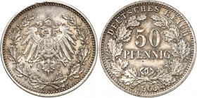 KAISERREICH-Kleinmünzen. 
50&nbsp;Pfennig 1903A Neuer Adler. J.&nbsp; 15. . 


winz. Rd-just.,vz-St