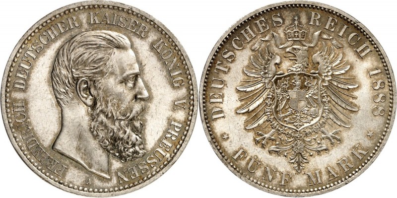 KAISERREICH. 
PREUSSEN, Königreich. 
5 Mark 1888 Friedrich III. J. 99. . 

...