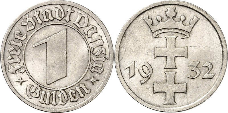 NEBENGEBIETE UND KOLONIEN. 
FREIE STADT DANZIG. 
1 Gulden 1932 Ni. J. D.15. . ...