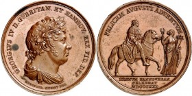 ALTDEUTSCHE LÄNDER und ADEL, 1806-1918. 
HANNOVER, Kgr.. 
Georg IV. 1820-1830. Medaille 1821 (v. C. Voigt) a.d. Ankunft d. Königs in Hannover. Belor...