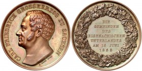 ALTDEUTSCHE LÄNDER und ADEL, 1806-1918. 
SACHSEN-WEIMAR-EISENACH. 
Karl Friedrich 1828-1853. Medaille 1853 (v. Bubert, b. Loos) a. s. 25-jähr. Regie...