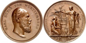 ALTDEUTSCHE LÄNDER und ADEL, 1806-1918. 
WÜRTTEMBERG. 
Karl I. 1864-1891. Medaille 1881 (v. Schwenzer) Preis der Landesgewerbeausstellung in Stuttga...