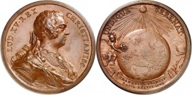 EUROPA. 
FRANKREICH. 
Louis XV. 1715-1774. Medaille 1740 (v. J. Dassier) a.d. Bündnis mit dem Bischof von Basel. Geharn. Brb. n.r. / UNDIQUE SERENAT...