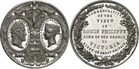 EUROPA. 
GROSSBRITANNIEN. 
Victoria 1837-1901. Medaille 1844 (v. Allen & Moore) a.d. Staatsbesuch v. König Louis Philippe I. v. Frankreich. 2 Medail...