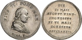 EUROPA. 
ITALIEN-Kirchenstaat. 
Pius VI. 1775-1799. Medaille 1782 (An.VIII) (v.&nbsp;Rosa) a.&nbsp;s. Aufenthalt in AUGSBURG, am 2.-6. Mai (auf s.&n...