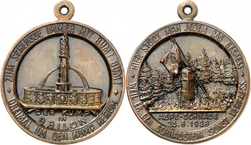 ARCHITEKTUR. 
PARKS UND BRUNNEN. 
BRILON. Medaille 1928 (v. Kissing) a.d. Petr...