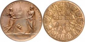 ARCHITEKTUR. 
MUSEEN. 
ZÜRICH. Medaille 1898 (v. H. Frei) a.d. Eröffnung des Schweizerischen Landesmuseums. Weibl. Stadtpersonifikation von Zürich ü...