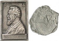 PERSONEN. 
ARCHITEKTEN und BAUMEISTER. 
HEILMANN, Jacob *1846 +1927 München. Plakette 1911 (v. H. Wader\'e9) für 40 J. treue Mitarbeit. Brb. n.l., o...