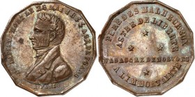 PERSONEN. 
BANKIERS und ÖKONOMEN. 
LAFITTE, Jacques * 1767 +1844 Paris. Medaille 1844 (o. Sign.) a.s. Tod. Brb. n.l. / 4 Z. Widmung zw. Sternen. Br-...