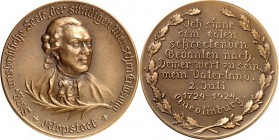 PERSONEN. 
DICHTER und SCHRIFTSTELLER. 
KLOPSTOCK, Friedrich *1724 Quedlinburg +1803 Hamburg. Medaille 1924 (o. Sign.) a.s. 200. Geb. Brb. n. halbr....