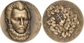 PERSONEN. 
DICHTER und SCHRIFTSTELLER. 
STUR, Ludovit *1815 +1856. Medaille 1996 (v. M. Polonsky) Kopf n. halbr. / Landeswappen auf Lindengesteck. G...
