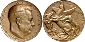 PERSONEN. 
DICHTER und SCHRIFTSTELLER. 
WEINHEBER, Josef *1892 Wien +1945 Kirchstetten. Medaille o.J. (1945) (v. Rud. Schmidt) a.s. Tod. Kopf n.r. /...