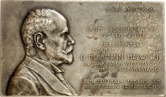 PERSONEN. 
INDUSTRIELLE und UNTERNEHMER. 
HALLWICH, Dr. Hermann *1838. Eins. Plakette 1908 (v. Hans Schäfer) a. d. 70. Geburtstag des Präs. des Indu...