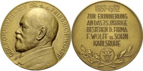 PERSONEN. 
INDUSTRIELLE und UNTERNEHMER. 
WOLFF, Friedrich *1833 Karlsruhe +1920 ebd. Medaille (v. B.H. Mayer) a. d. 75-jähr. Bestehen der Fa. F. Wo...