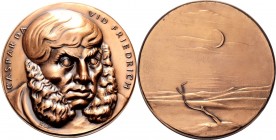 PERSONEN. 
MALER und BILDHAUER. 
FRIEDRICH, Caspar David *1774 Greifswald +1840 Dresden. Medaille o.J. (1978) (v. H. Klinkel). Brb. n.halbr. / Monds...