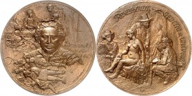 PERSONEN. 
MALER und BILDHAUER. 
REMBRANDT, Harmensz van Rijn *1606 Leiden +1669 Amsterdam. Medaille 1957 (v. Dropsy) Brb. v.v. zw. 2 Gemälden (Pilg...