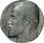 PERSONEN. 
MEDIZINER. 
SEDLACEK, Jaroslav. Medaillon o. J. (1964) (v. V. Housa) Kopf n.l. eins. Bleiguss-136mm geschwärzt. FIDEM 1973, 80, 1409 (Br)...